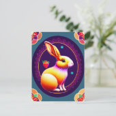 Carte Postale Rabbit, fraise, Mandala, poste (Debout devant)