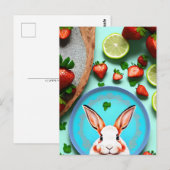 Carte Postale Rabbit, fraise, Mandala, poste (Devant / Derrière)