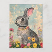 Carte Postale Rabbit gris média mixte (Devant)