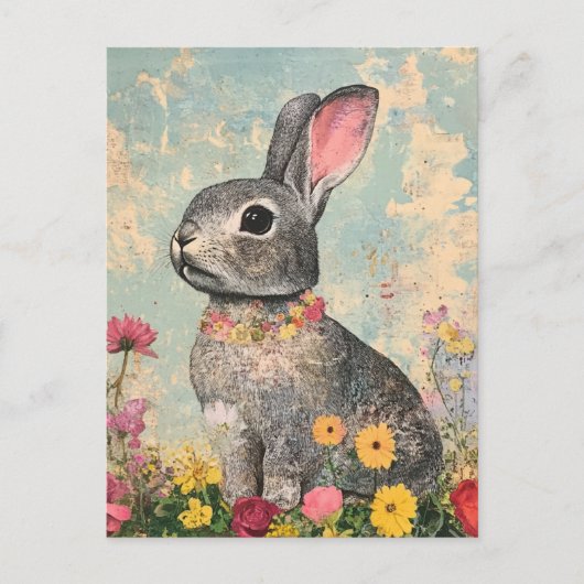 Carte Postale Rabbit gris média mixte (Devant)