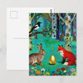 Carte Postale Rabbit, Magpie, Fox and “The Sharing Path” (Devant / Derrière)