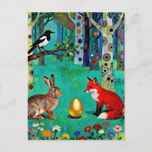 Carte Postale Rabbit, Magpie, Fox and “The Sharing Path” (Devant)