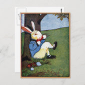 Carte Postale Rabbit Manger Légumes Sous Arbre (Devant / Derrière)