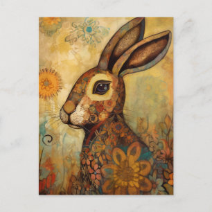 Carte Postale Rabbit Retro Floral Collage