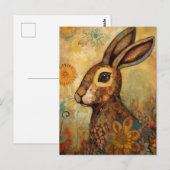 Carte Postale Rabbit Retro Floral Collage (Devant / Derrière)