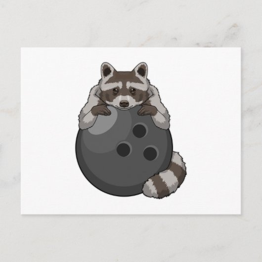 Carte Postale Raccoon à Bowling avec Bowling (Devant)
