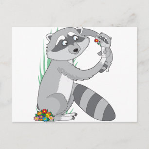 Carte Postale Raccoon Alphabet Animal