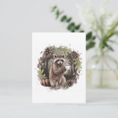 Carte Postale Raccoon avec café (Debout devant)