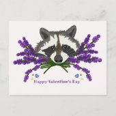 Carte Postale Raccoon avec lavande. Heureuse Sainte-Valentin (Devant)