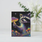 Carte Postale Raccoon et champignons (Debout devant)