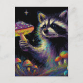 Carte Postale Raccoon et champignons (Devant)
