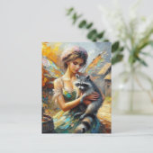 Carte Postale Raccoon et une fée (Debout devant)