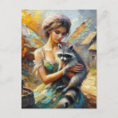 Carte Postale Raccoon et une fée (Devant)