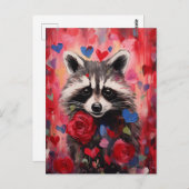 Carte Postale Raccoon Hearts Love (Devant / Derrière)