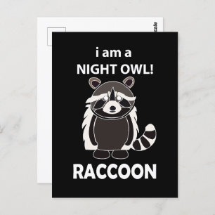 Carte Postale Raccoon I am A Night Owl Funny Raccoon