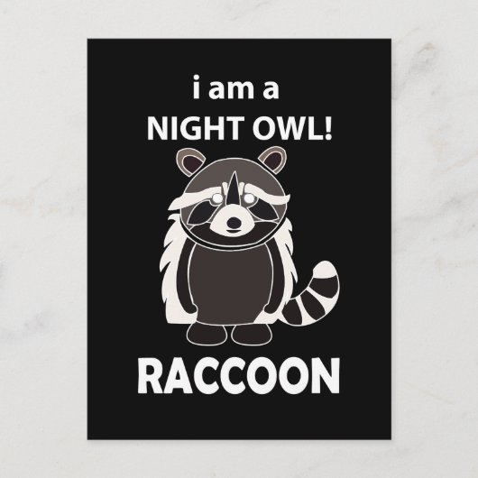 Carte Postale Raccoon I am A Night Owl Funny Raccoon (Devant)