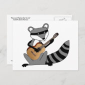 Carte Postale Raccoon Jouer à la guitare (Devant / Derrière)