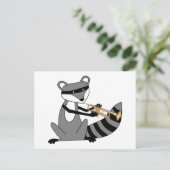 Carte Postale Raccoon Jouer à la trompette (Debout devant)