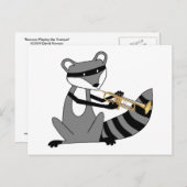 Carte Postale Raccoon Jouer à la trompette (Devant / Derrière)