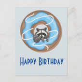 Carte Postale Raccoon mignon avec Donut doux Joyeux Anniversaire (Devant)