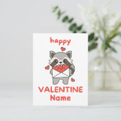Carte Postale Raccoon mignon Heureuse Sainte-Valentin (Debout devant)