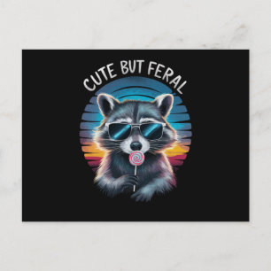 Carte Postale Raccoon mignon mais feral Funny