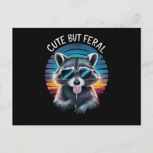 Carte Postale Raccoon mignon mais feral Funny (Devant)