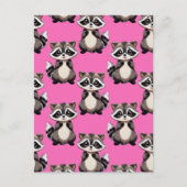 Carte Postale Raccoon Pattern Design Pink  (Devant)