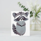 Carte Postale Raccoon respectueux | Aquarelle d'animal mou (Debout devant)