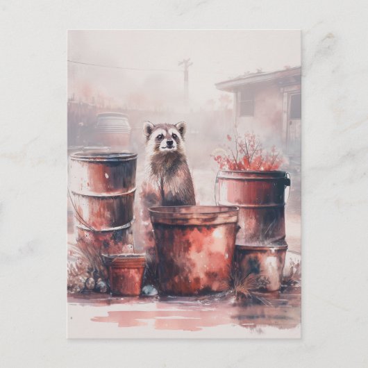 Carte Postale Raccoon S'Épanouit Dans Les Ruines (Devant)