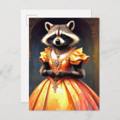 Carte Postale Raccoon Wearing Evening Gown (Devant / Derrière)
