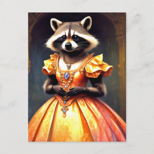 Carte Postale Raccoon Wearing Evening Gown (Devant)