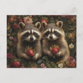 Carte Postale Raccoons Adorables Aux Fraises (Devant)