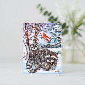 Carte Postale Raccoons dans la neige (Debout devant)