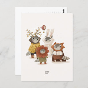 Carte Postale Raccoons par Alexandra Dikaia