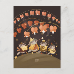 Carte Postale Raccoons Secrets botaniques par Alexandra Dikaia