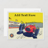 Carte Postale Race Car, ajouter du texte d'édition, (Devant / Derrière)
