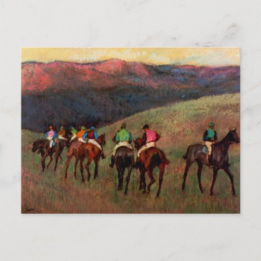 Carte Postale Racehores dans un paysage jockeys cheval art Degas (Devant)