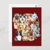 Carte Postale Races de chiens d'aquarelle (Devant / Derrière)
