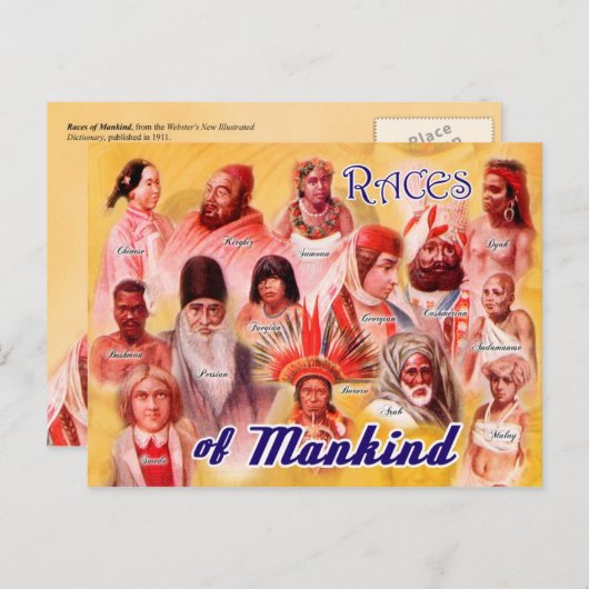 Carte Postale Races de l'humanité (Devant / Derrière)