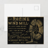 Carte Postale Racine Wind Mill Racine Wisconsin 1889 (Devant / Derrière)