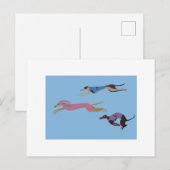Carte Postale Racing Greyhounds with lead dog in Bunny suit (Devant / Derrière)