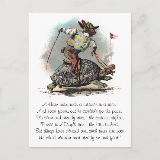 Carte Postale Racing Rabbit Riding Tortoise (Devant)