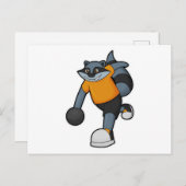 Carte Postale Racoon à Bowling avec Bowling (Devant / Derrière)