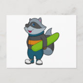 Carte Postale Racoon as Snowboarder avec snowboard (Devant)