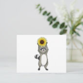 Carte Postale Racoon avec tournesol (Debout devant)
