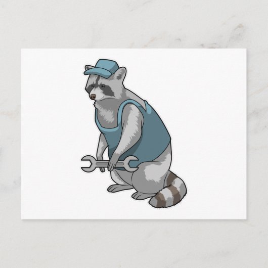 Carte Postale Racoon comme artisan avec une clé (Devant)