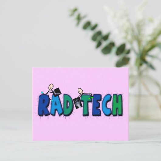 Carte Postale Rad Tech avec conception Personnages en allumettes (Debout devant)