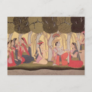 Carte Postale Radha et Krishna assis dans un bosquet, Kulu