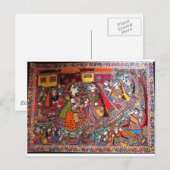 CARTE POSTALE RADHA KRISHNA HINDU GODS MADHUBANI ART STYLE (Devant / Derrière)